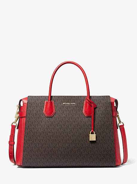 michael kors mercer large logo belted satchel